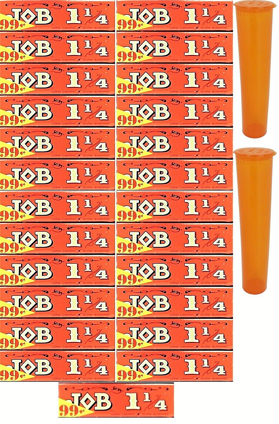 25x Job Rolling Papers 1 1/4 Orange Red w/2 tubes Authentic *Best Price*USA SHPD