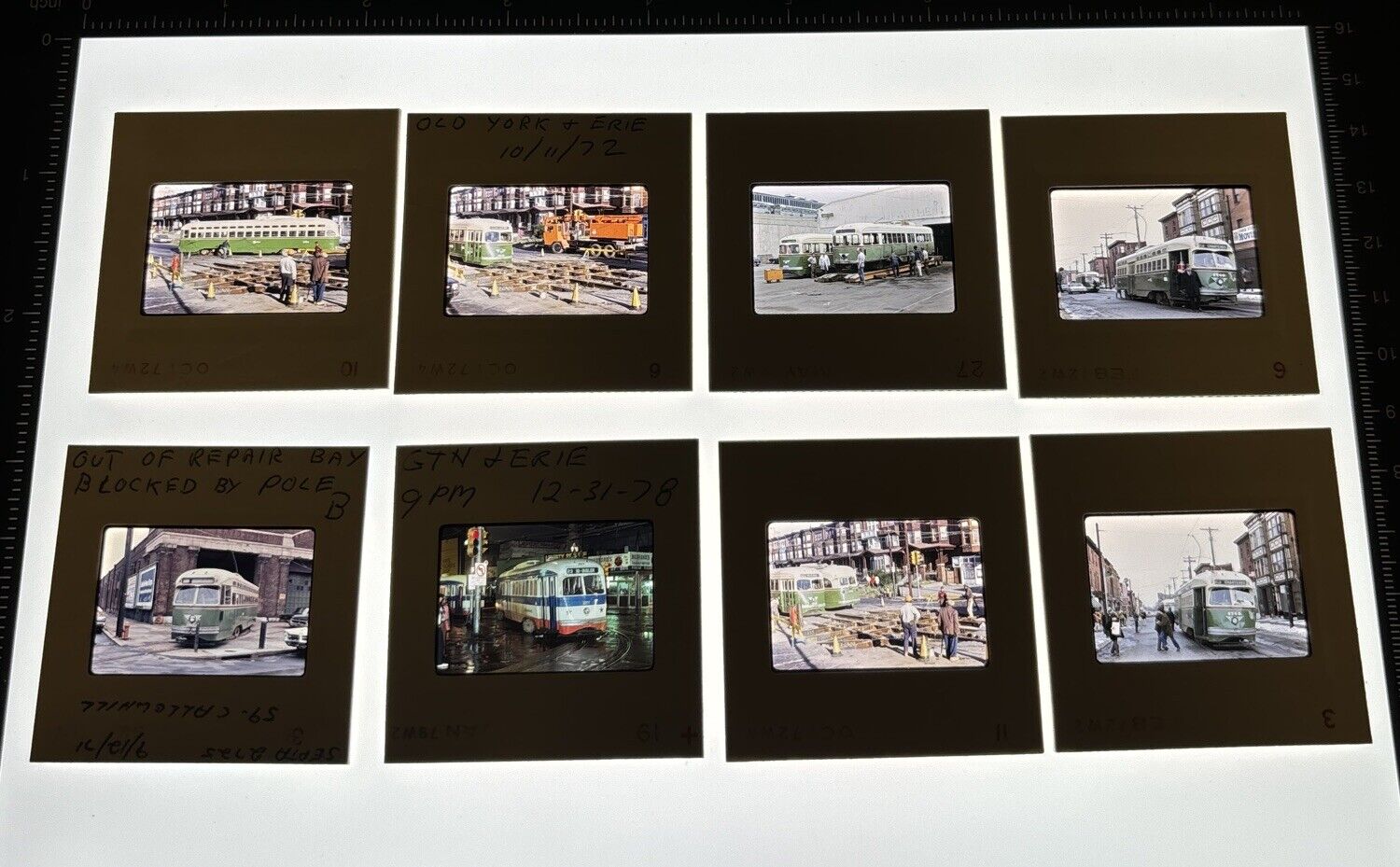 Lot Of 8 Original 35mm Kodachrome Slides SEPTA Philadelphia Trolleys 1970’s