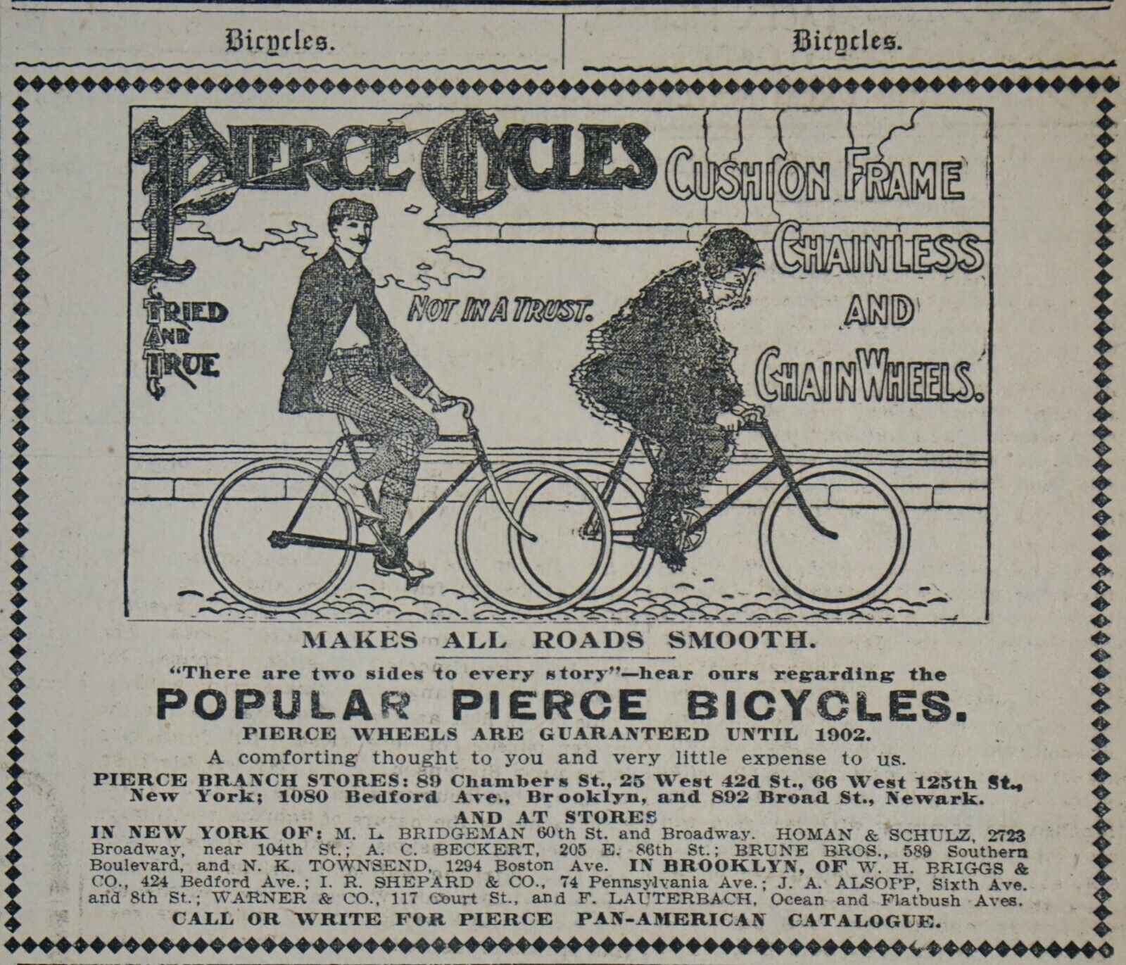 1901 New York Sports Page - Rare Pierce Bicycle Ad