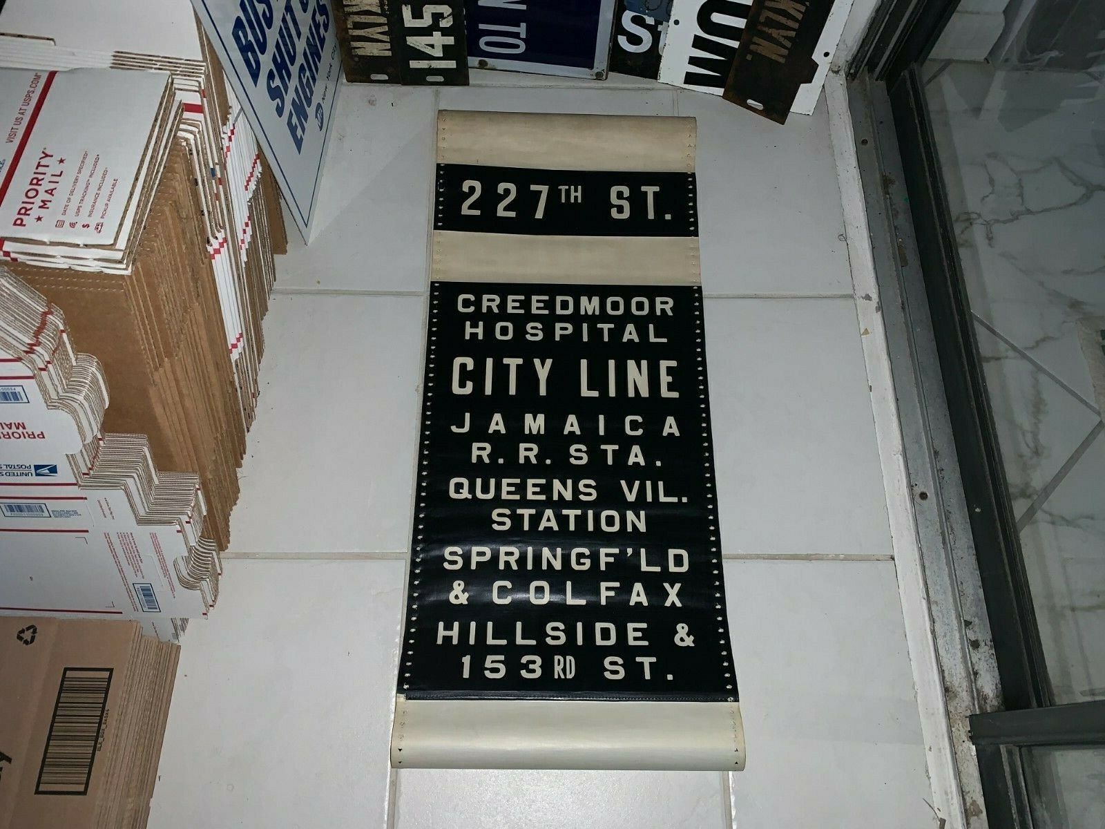 NY NYC HILLSIDE QUEENS BUS ROLL SIGN CREEDMOOR STATE MENTAL PSYCHIATRIC HOSPITAL