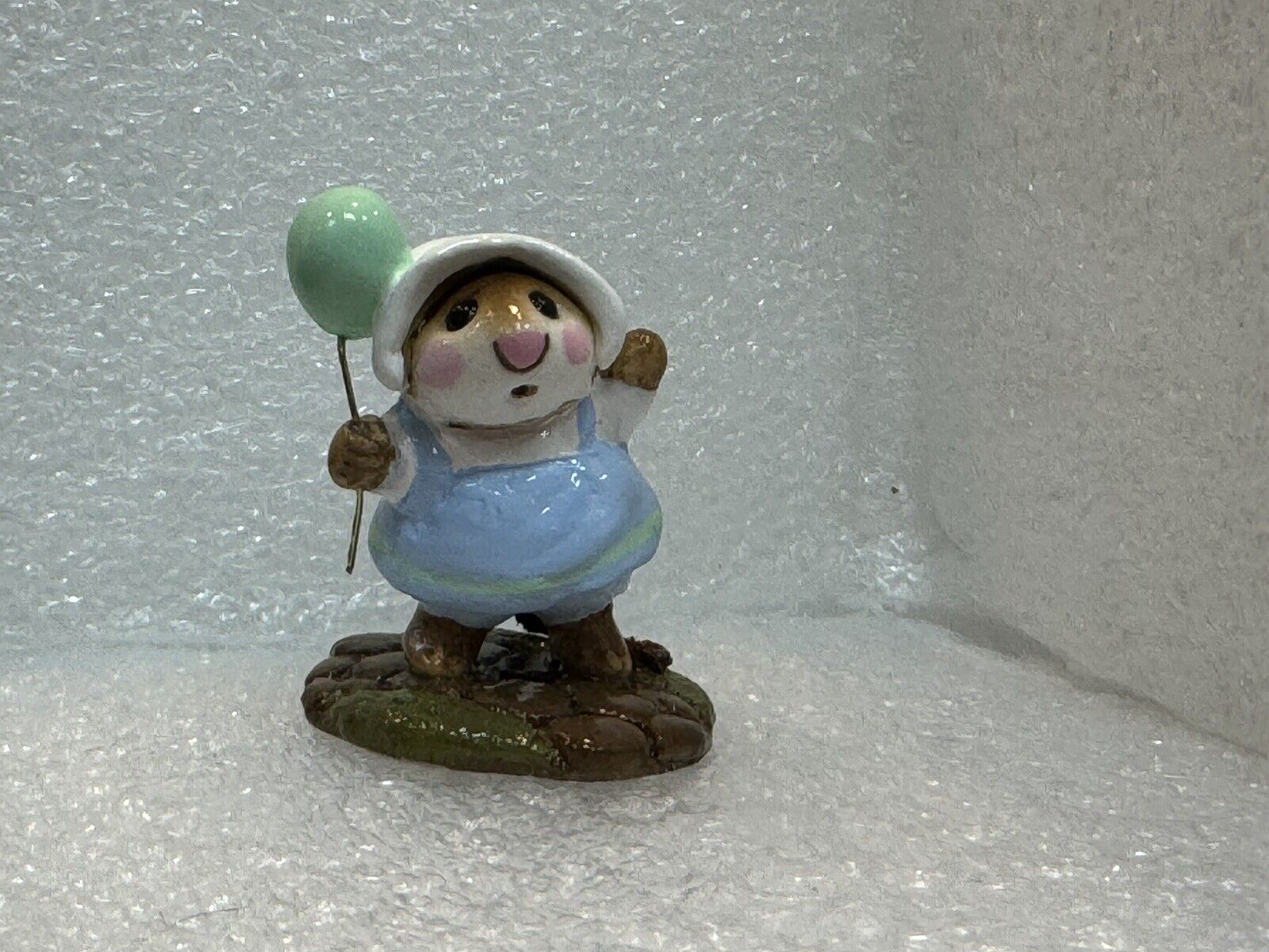 New Wee Forest Folk M-131 Come Play Blue Dress Green Balloon WFF