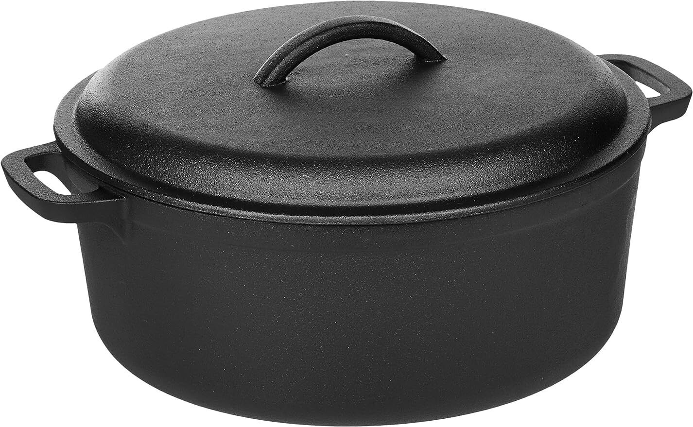 Pre-Seasoned Cast Iron Round Dutch Oven Pot with Lid and Dual Handles 7-Qt Black