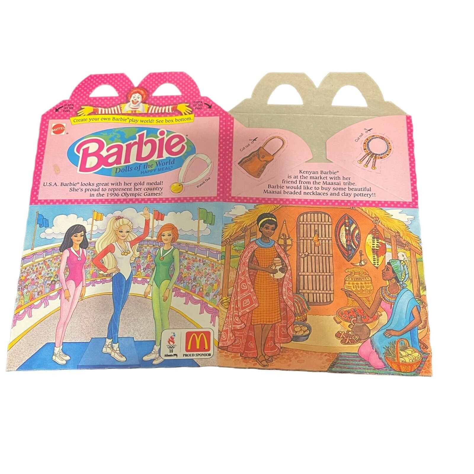 McDonalds New Unused Mattel Barbie 1996 Olympics Happy Meal Box 