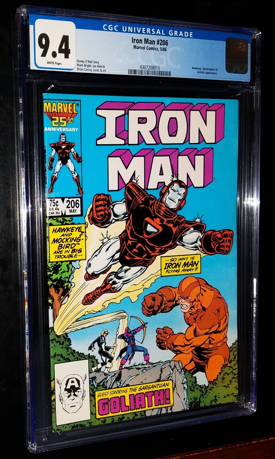 CGC IRON MAN #206 1986 Marvel Comics CGC 9.4 Near Mint White Pages