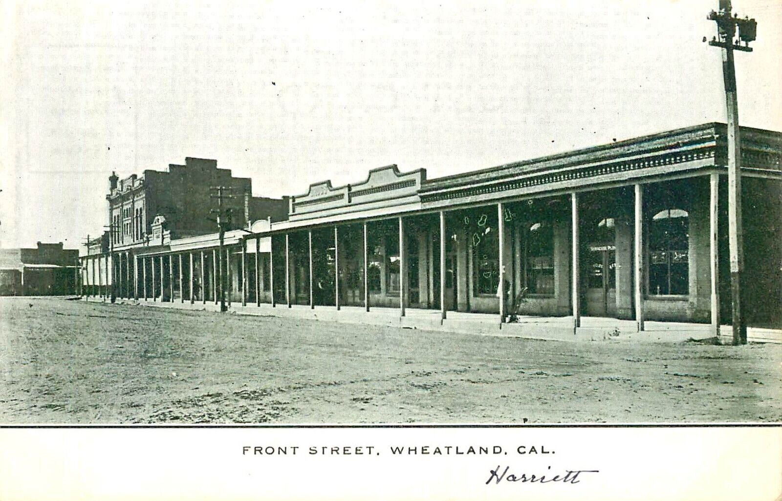 EARLY STREET SCENE c 1910, WHEATLAND, CALIFORNIA, VINTAGE POSTCARD (SV 376)