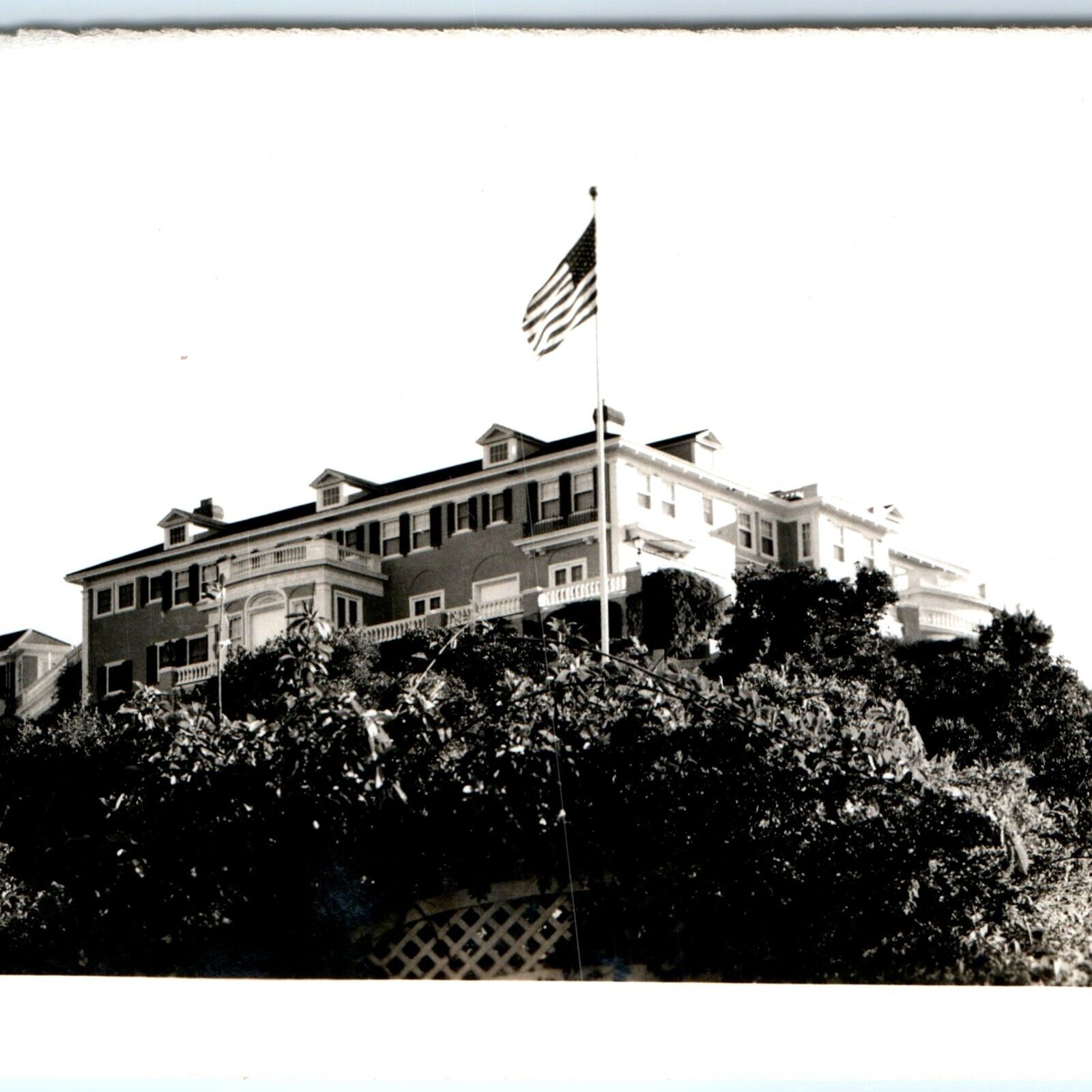 c1940s Catalina Island Wrigley Residence Real Photo Tourism American Flag C33