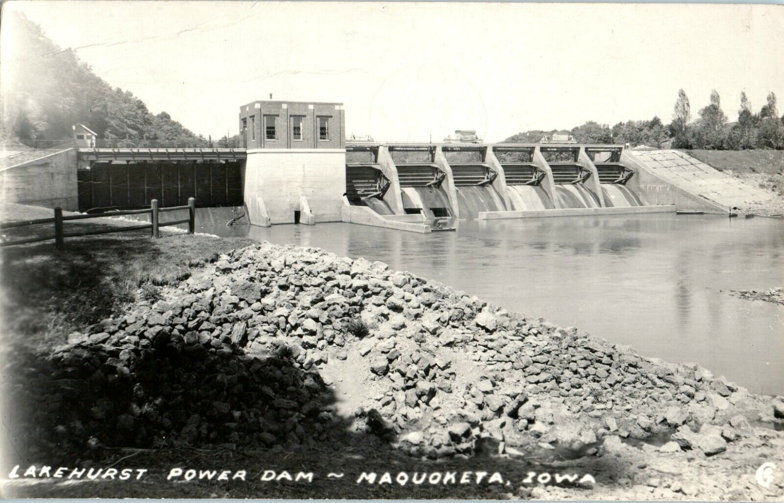 RPPC MAQUOKETA IOWA LAKEHURST POWER DAM JACKSON COUNTY IA REAL PHOTO 1946 D2