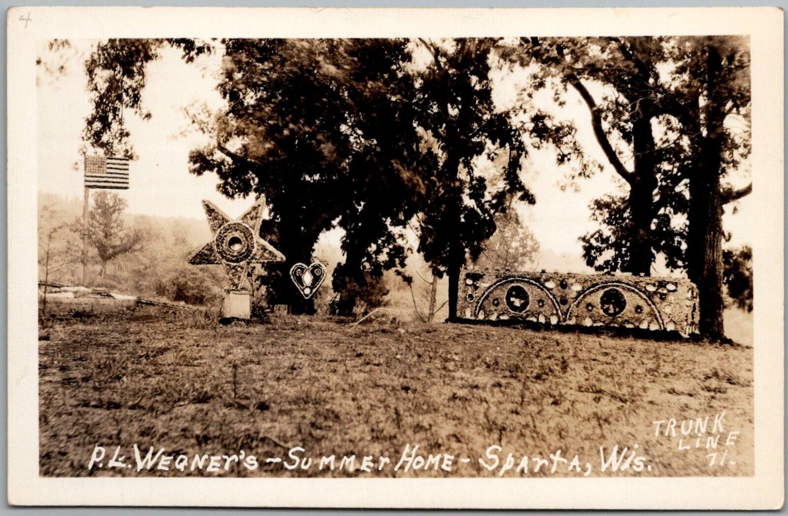Postcard P L Wegner\'s Summer Home- Sparta, Wisconsin-Star, Grotto, Wall RPPC Gr