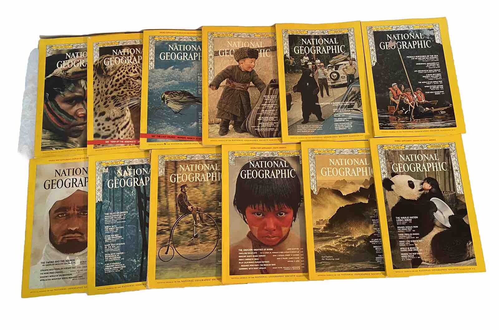 ⭐️Vintage 1972 National Geographic Magazine Lot Of 12 Full Year⭐️