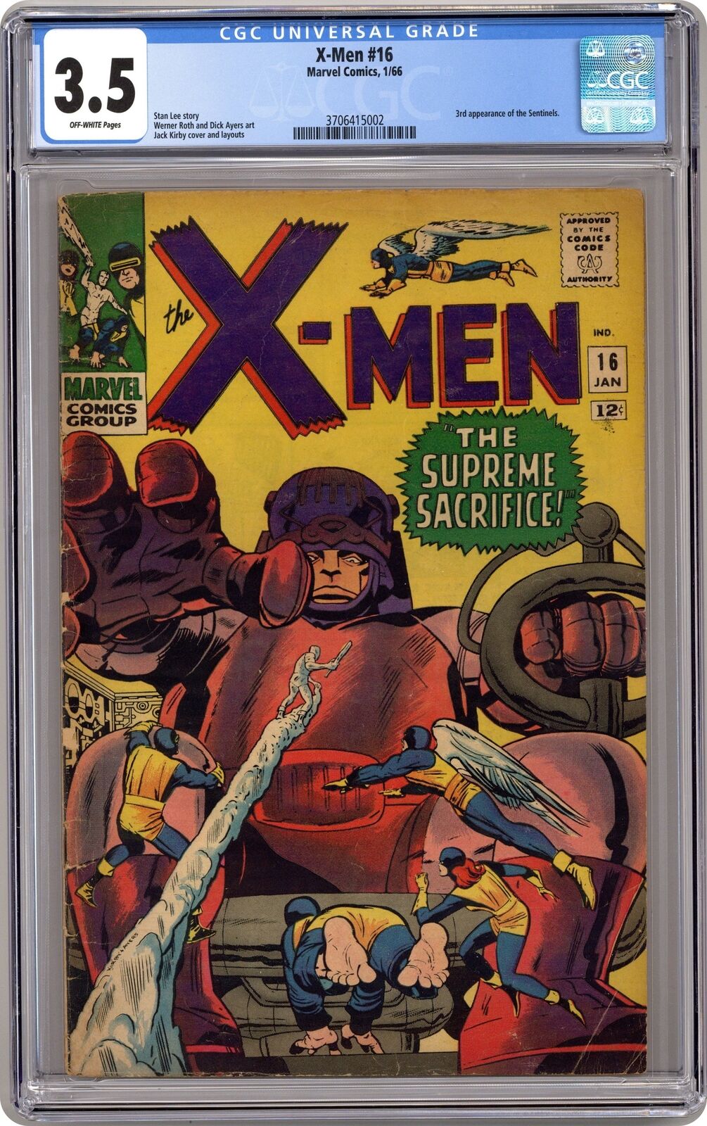 Uncanny X-Men #16 CGC 3.5 1966 3706415002