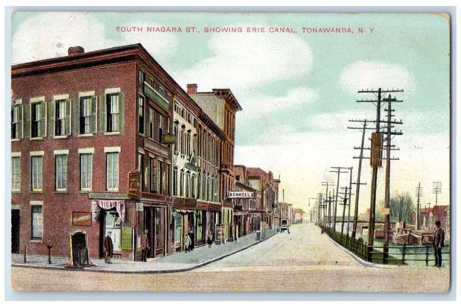 1908 South Niagra St. Showing Erie Canal Tonawanda New York NY Postcard