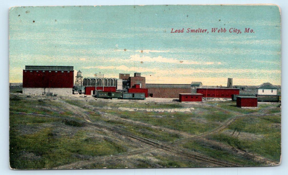 WEBB CITY, Missouri MO ~ LEAD SMELTER Mining c1910s Jasper County Postcard