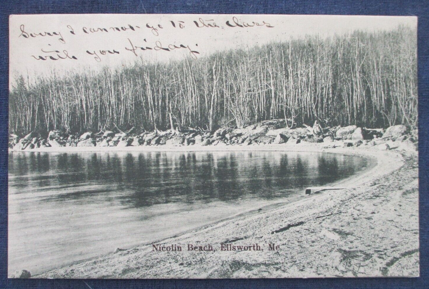 1908 Ellsworth Maine Nicolin Beach Postcard & Cancel