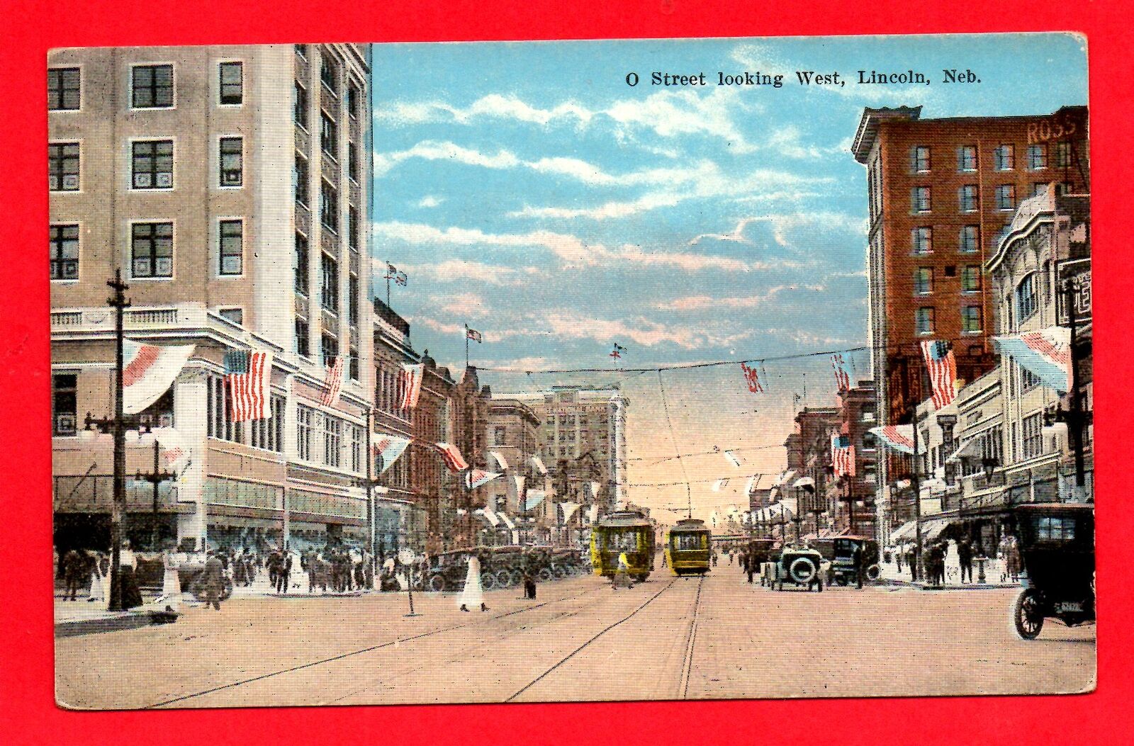 O Street Looking West Lincoln Nebraska 1910\'s Postcard
