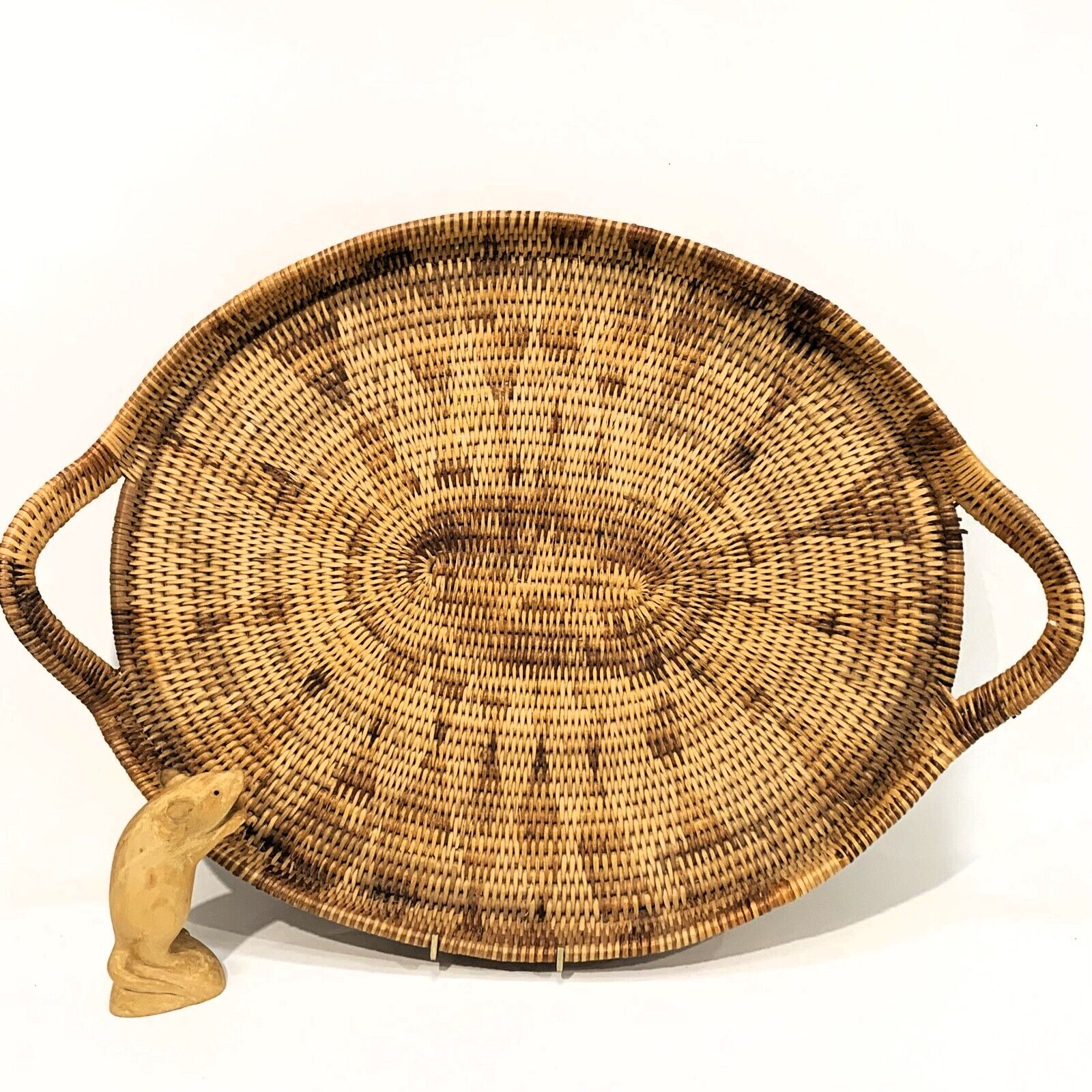 PNG New Guinea Traditional BUKA WEAVE- Large Handled SERVING TRAY Oval 54 x 39cm