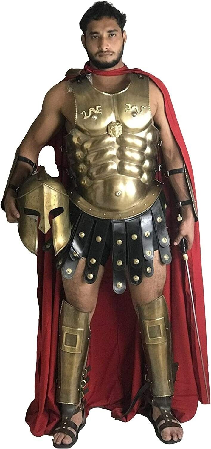 300 Movie Greek Roman Spartan Warrior Costume Complete Set Muscle Armor Helmet A