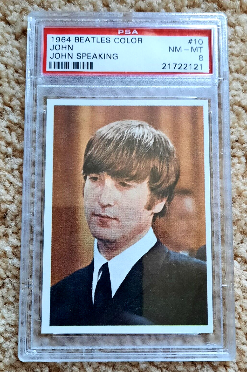 *1964 BEATLES COLOR TRADING CARD #10 PSA 8*