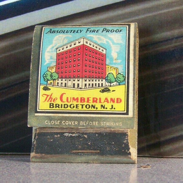 Vintage Matchbook U3 Bridgeton New Jersey Cumberland Hotel + Classic Cars Nice