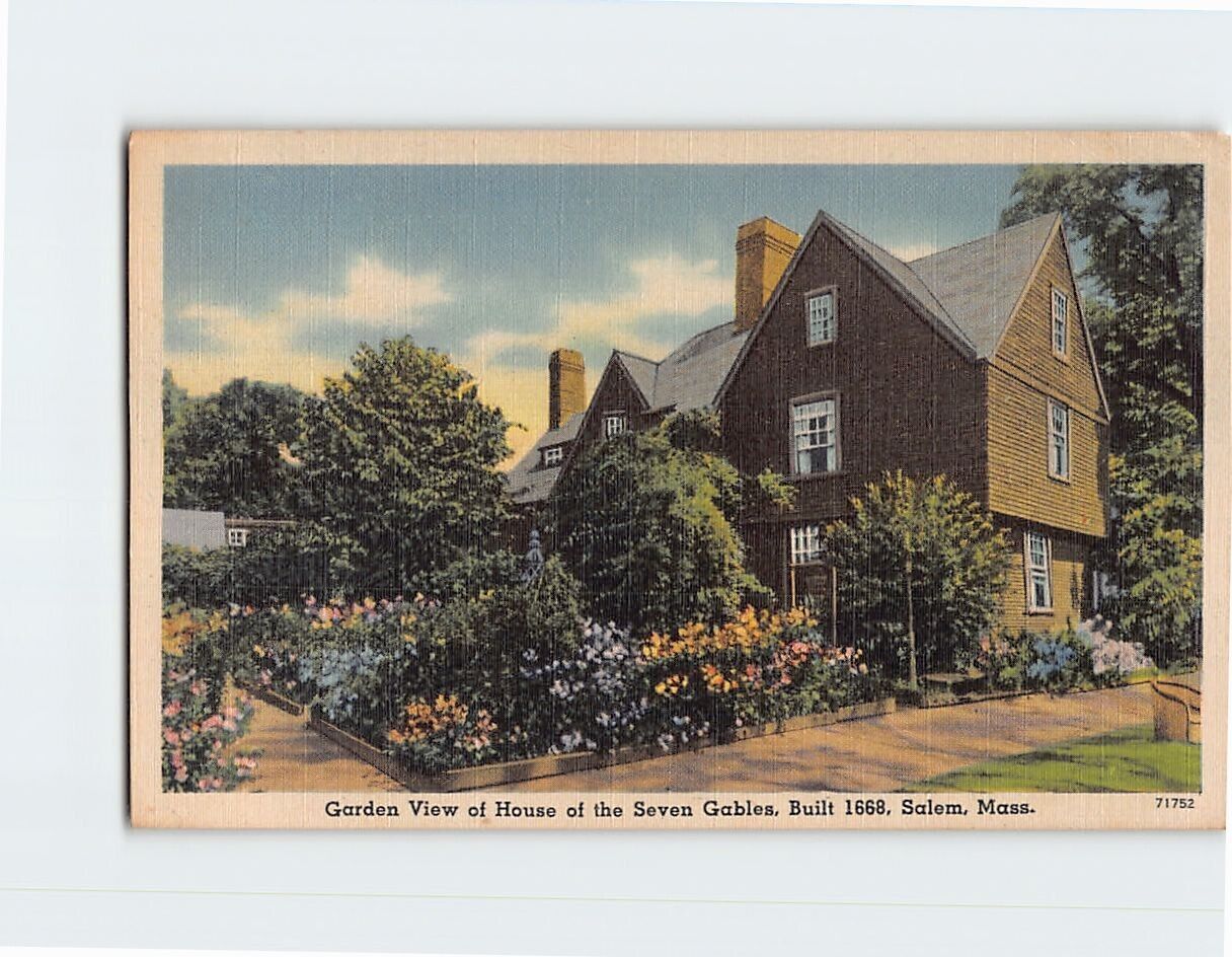 Postcard Garden View of House of Seven Gables Salem Massachusetts USA
