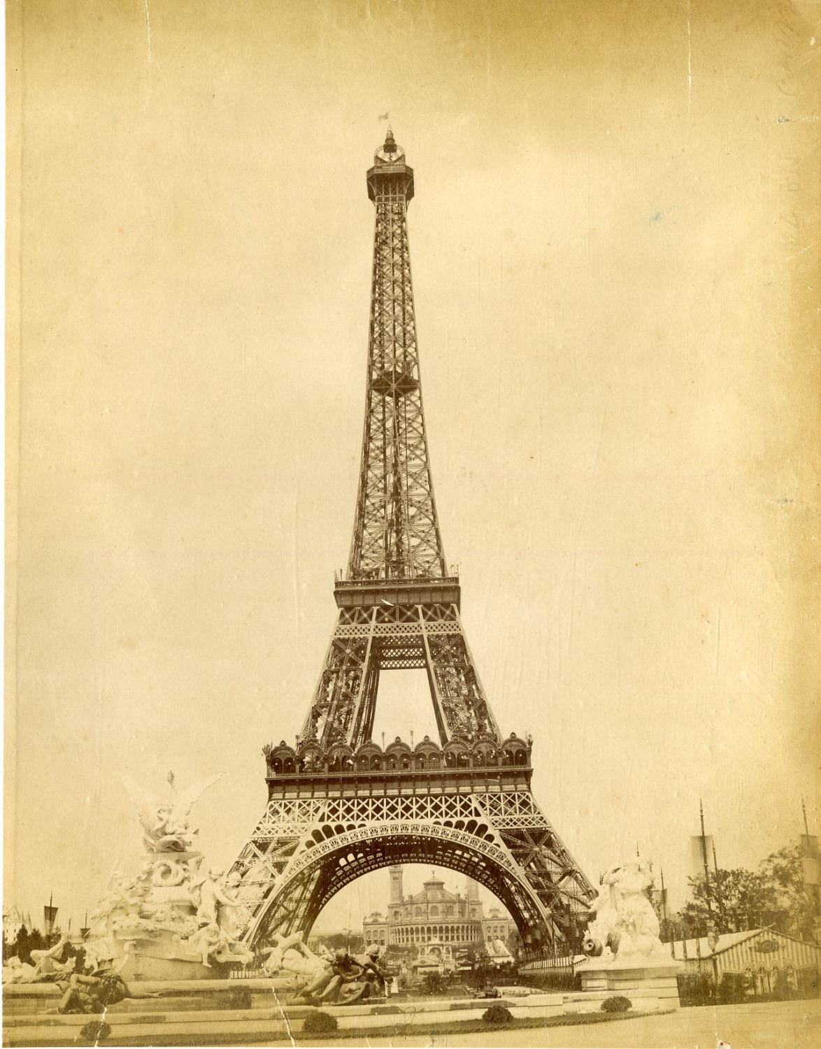 France, Paris, Tour Eiffel vintage albumen print.  21x27 Albumin Print 