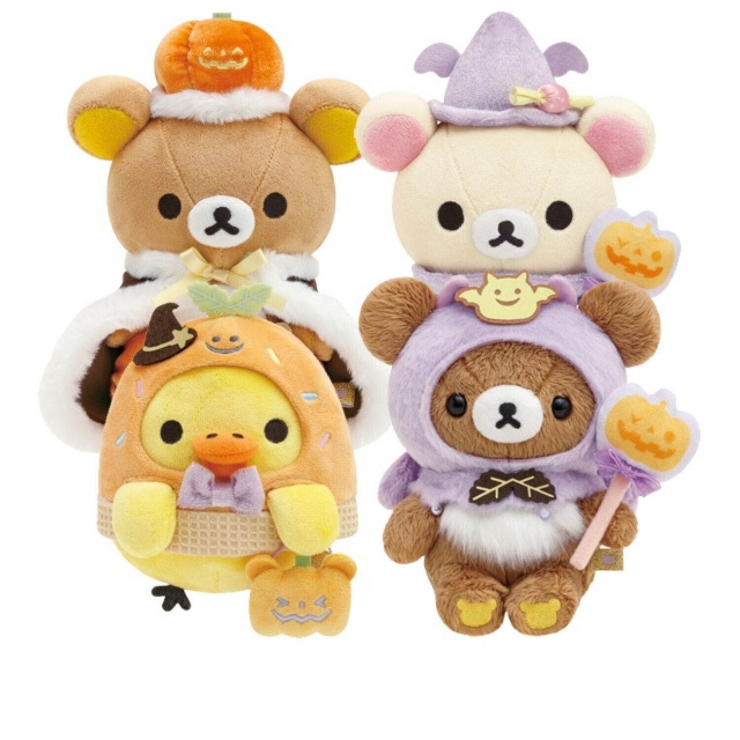 San-X Rilakkuma Stuffed Toy 4 Pcs Set Magical Pumpkin Halloween Plush Doll New