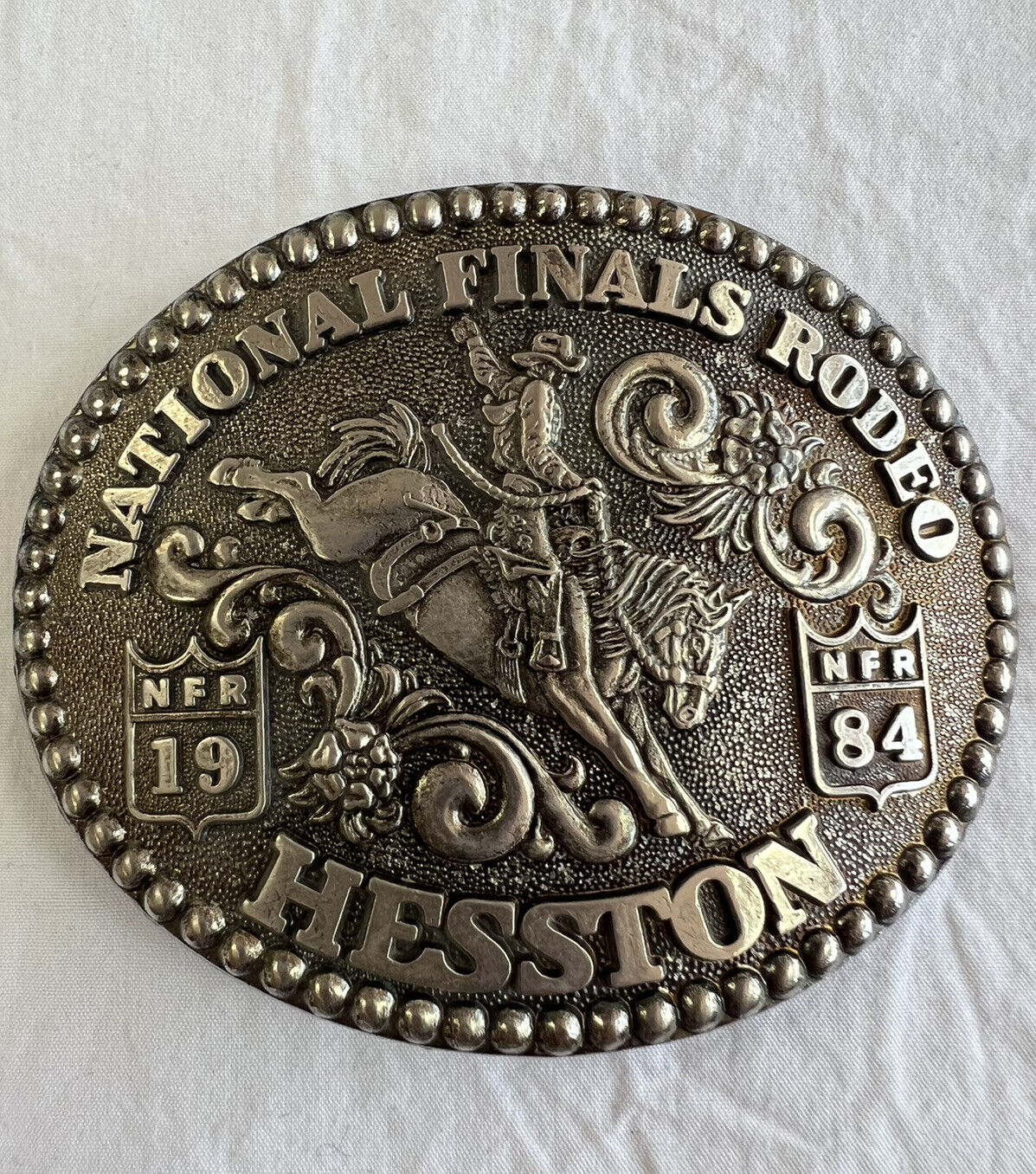VTG Hesston National Finals Rare Rodeo NFR 1984 Belt Buckle Second Edition Anniv
