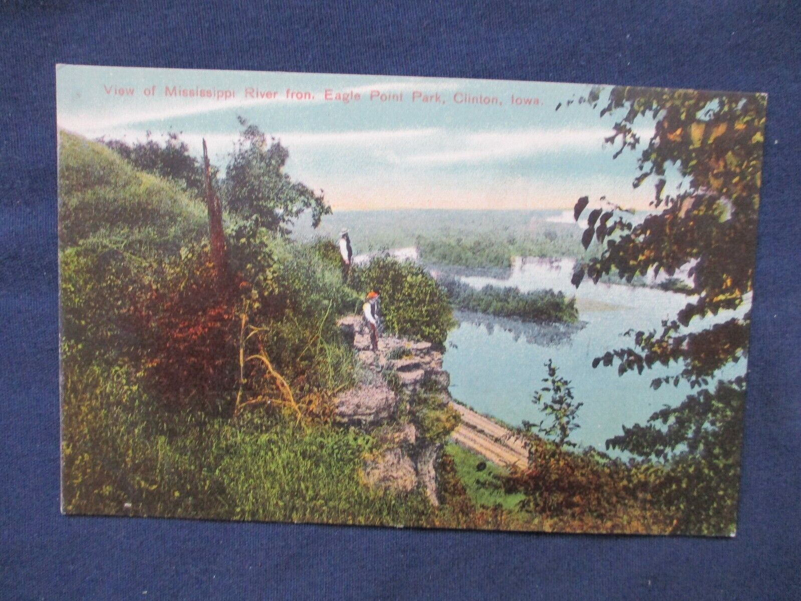 1910s Clinton Iowa Mississippi River from Eagle Point Park Postcard