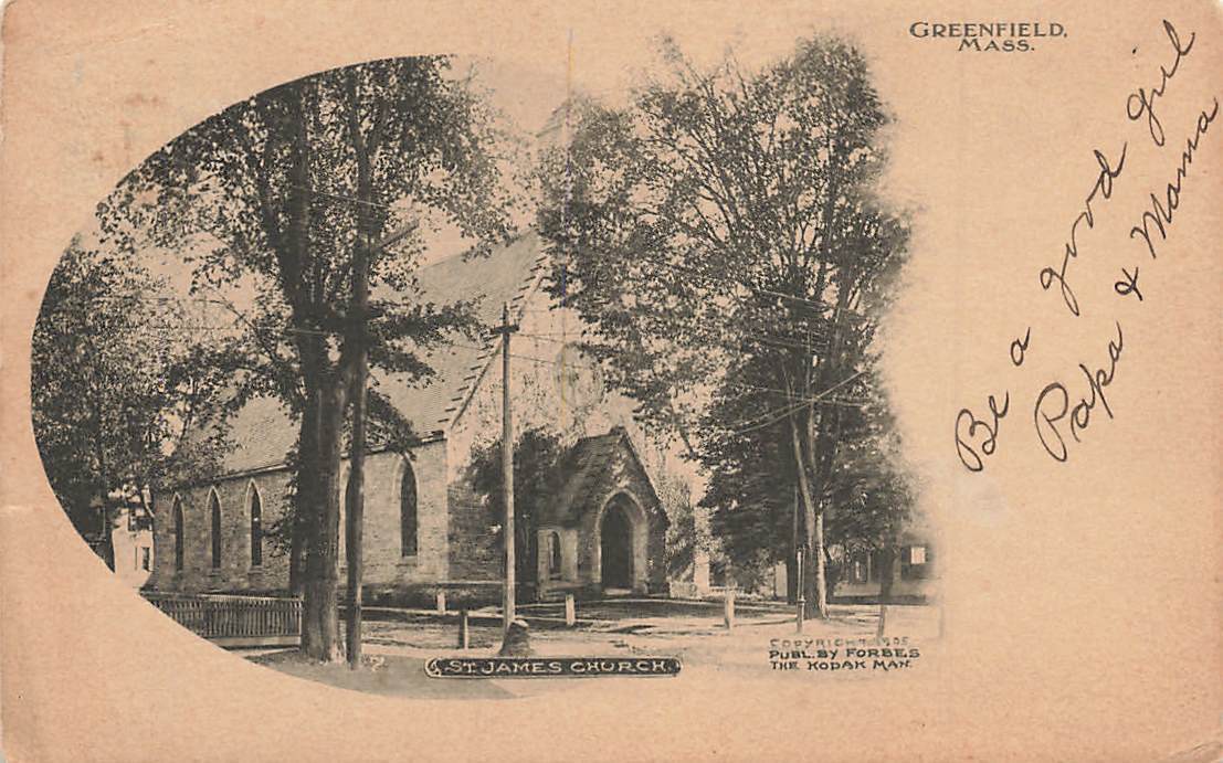 c1905 St James Church Greenfield MA P527