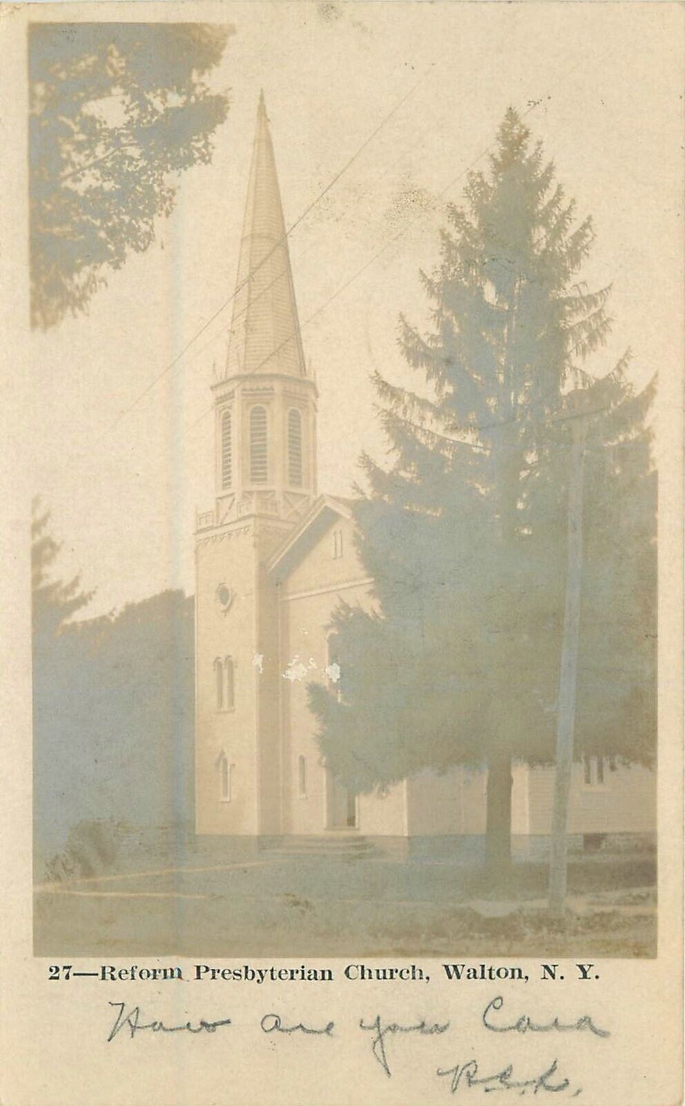 Postcard RPPC New York Walton Reform Presbyterian Church #27 Lane 23-5750