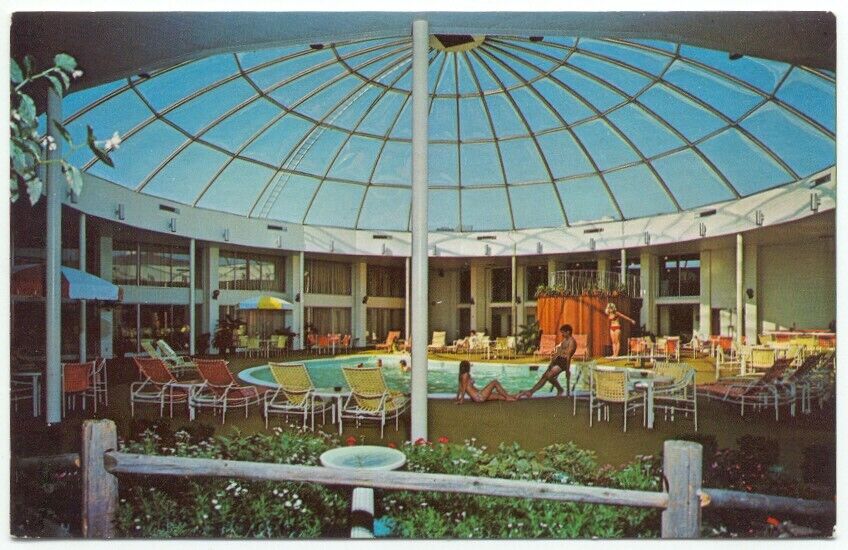 Northampton MA Colonial Hilton Inn Hotel Pool Postcard Massachusetts
