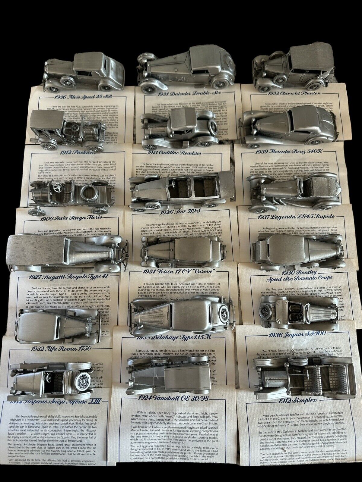 Danbury Mint Limited Edition Pewter Cars Set Of 23