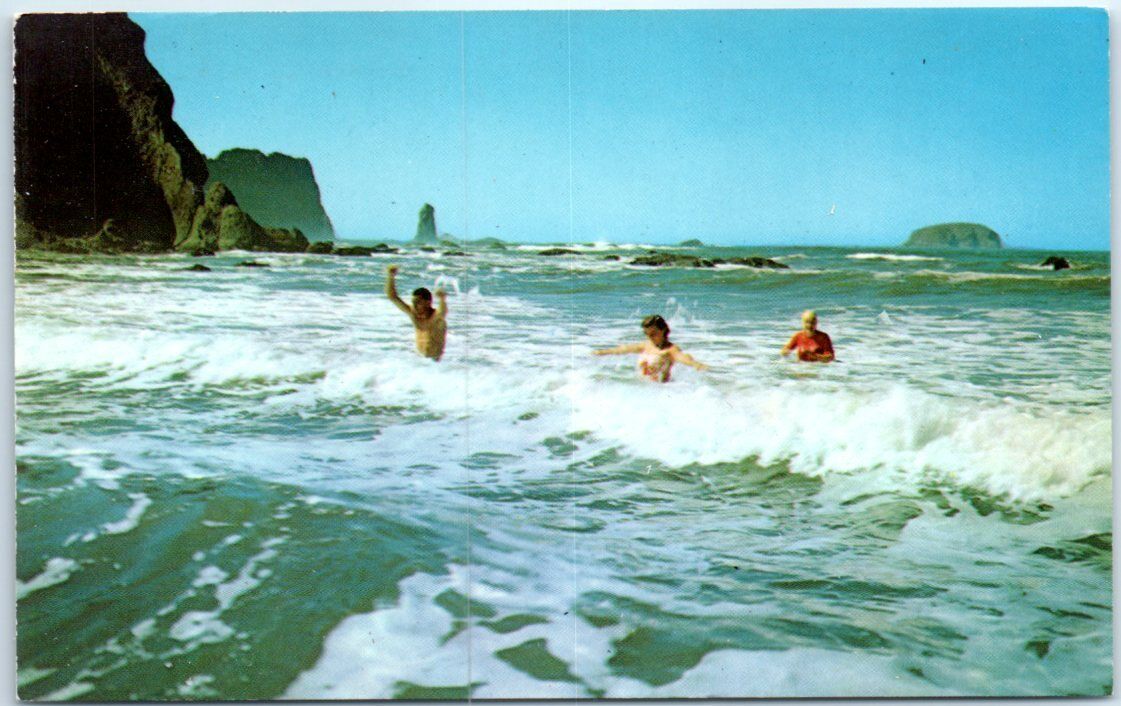 Postcard - Surf Bathing, Washington Seacoast