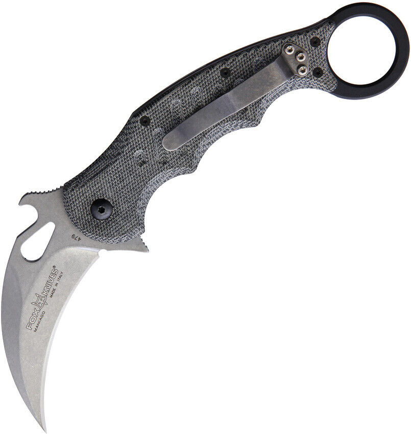 Fox Karambit Linerlock Black Micarta Folding Stonewashed N690 Knife