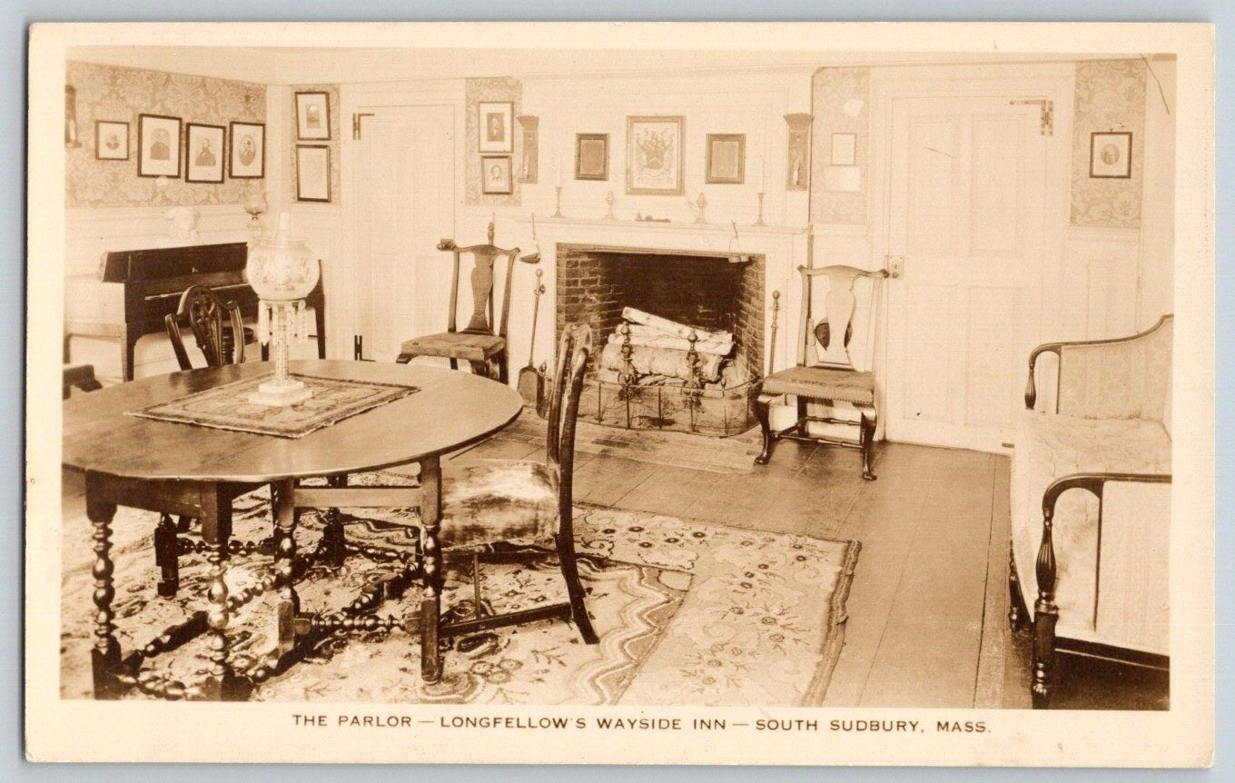 Four RPPC Postcard Lot~ Longfellow\'s Wayside Inn~ Sudbury, MA