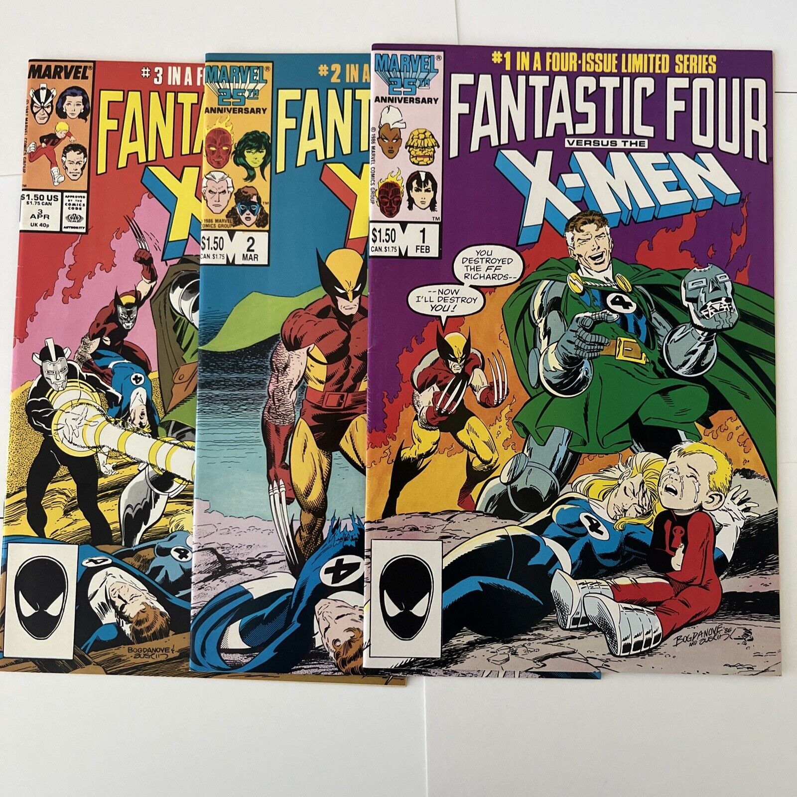 Fantastic Four vs. X-Men #1 - #3 in VF/NM 9.0 (Marvel, 1987)