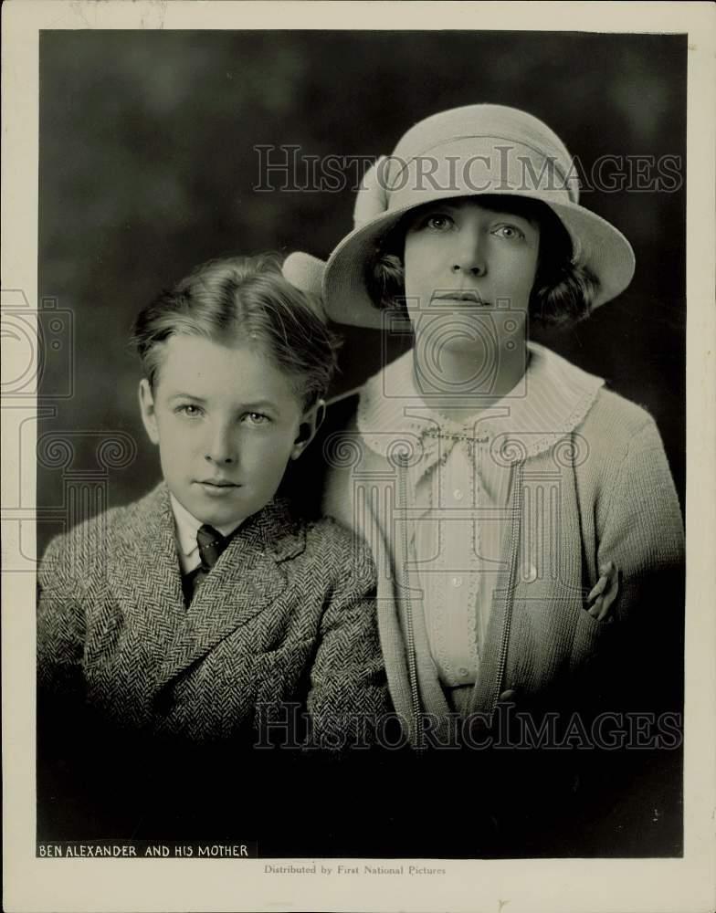 1923 Press Photo Ben Alexander, actor, and his mother. - kfx36347