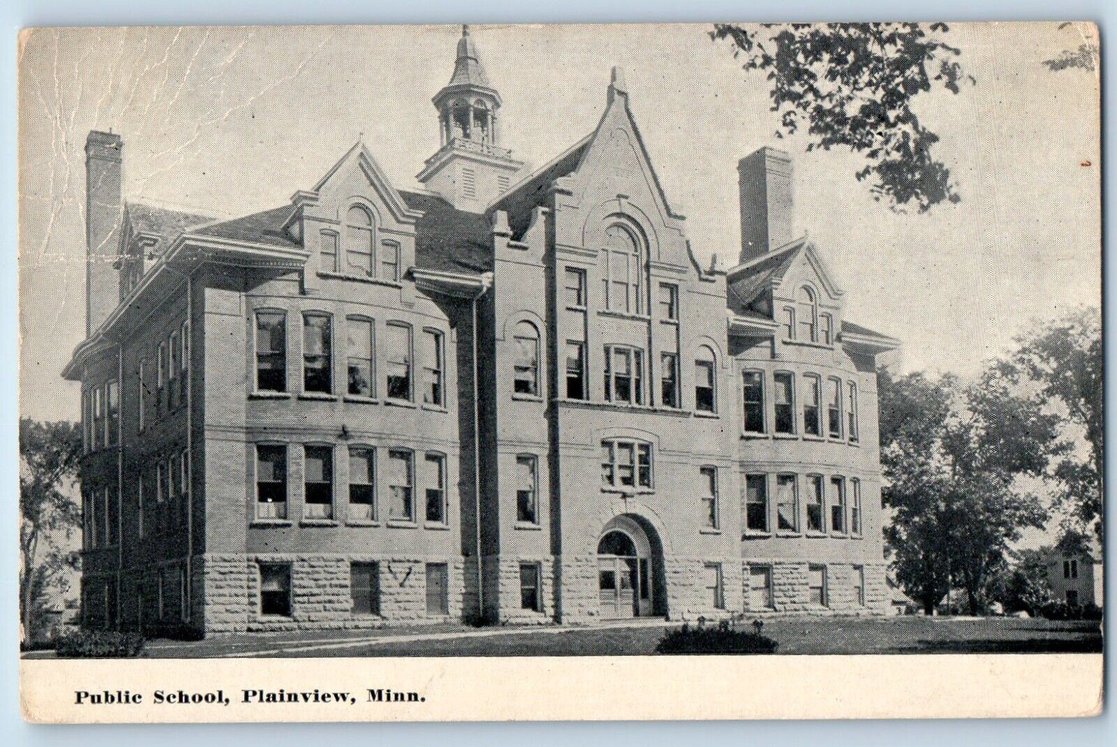 Plainview Minnesota Postcard Public School Building Exterior View 1910 Vintage