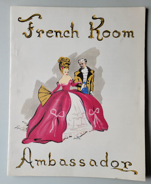 1950s French Room, Ambassador Hotel, Los Angeles, CA, Vintage, Menu, Original