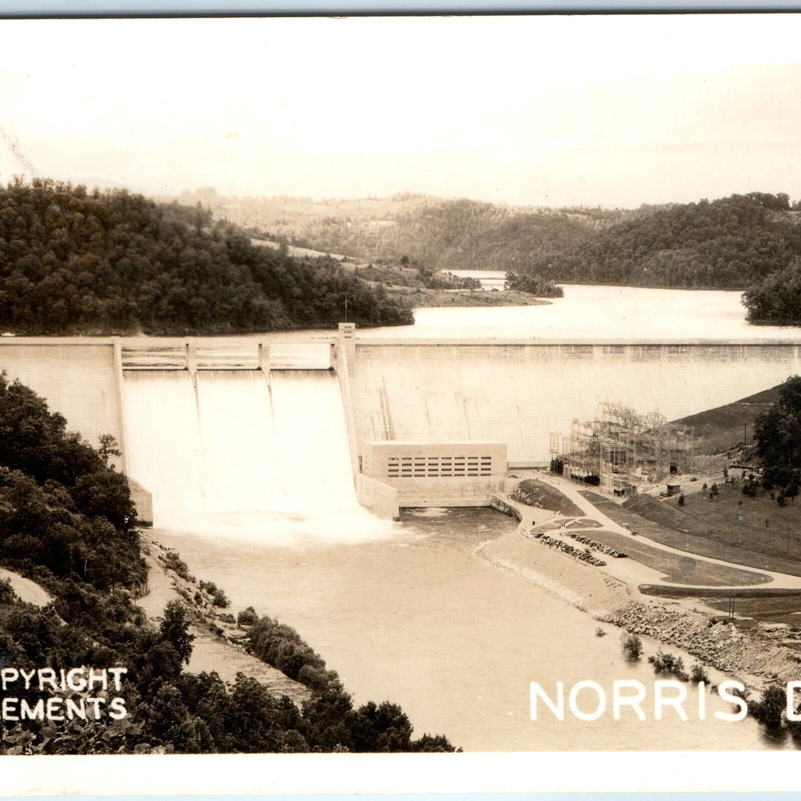 c1940s Norris Dam, TN RPPC Hydroelectric Power State Park Real Photo PC Vtg A164