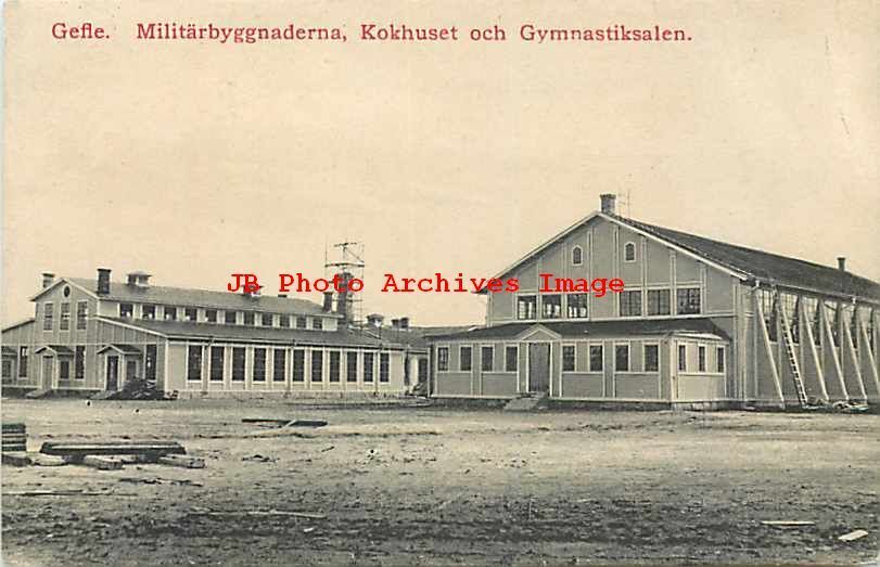 Sweden, Gefle, Militarbyggnaderna, Kokhuset och Gymnastiksalen, Stamp, 1909 PM