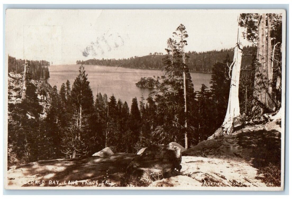 1907 Lake Tahoe Forest View Emerald Bay California CA RPPC Photo Postcard
