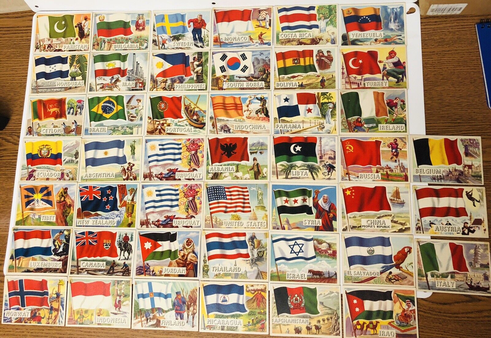 1956 Topps Flags of the World Non Sport Card Lot Of 45 *1 Duplicate *Well Worn