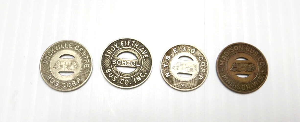Four Different Bus Company Tokens -  Great Condition