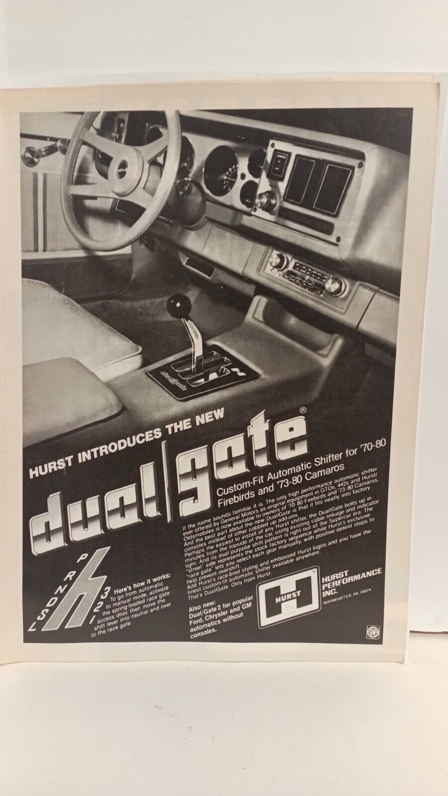 HURST DUAL GATE SHIFTERS 1980   10x8 - PRINT AD.  m1