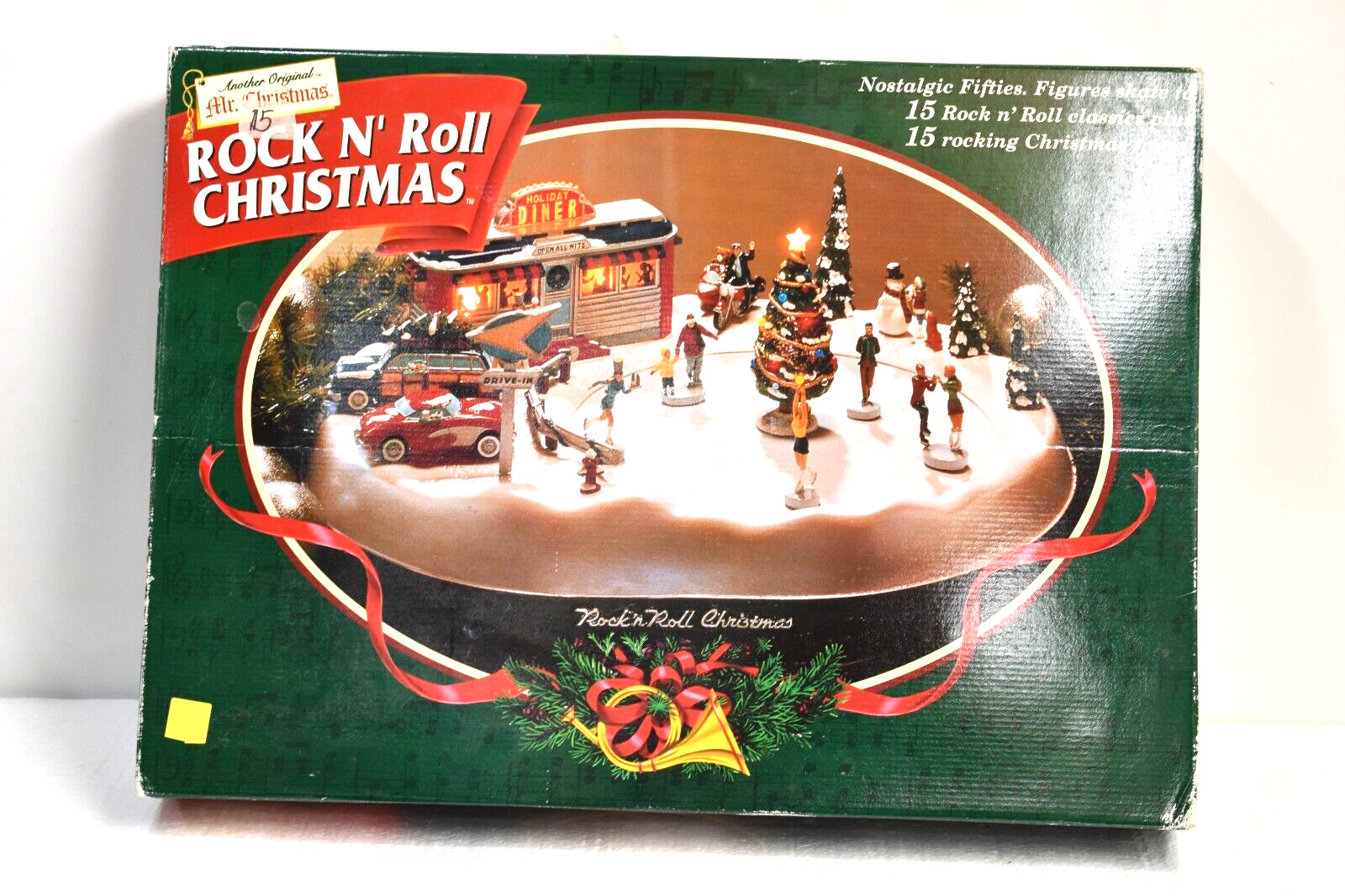 Vintage Rock N\' Roll Mr. Christmas Animated Musica Ice Skating Rink 1997