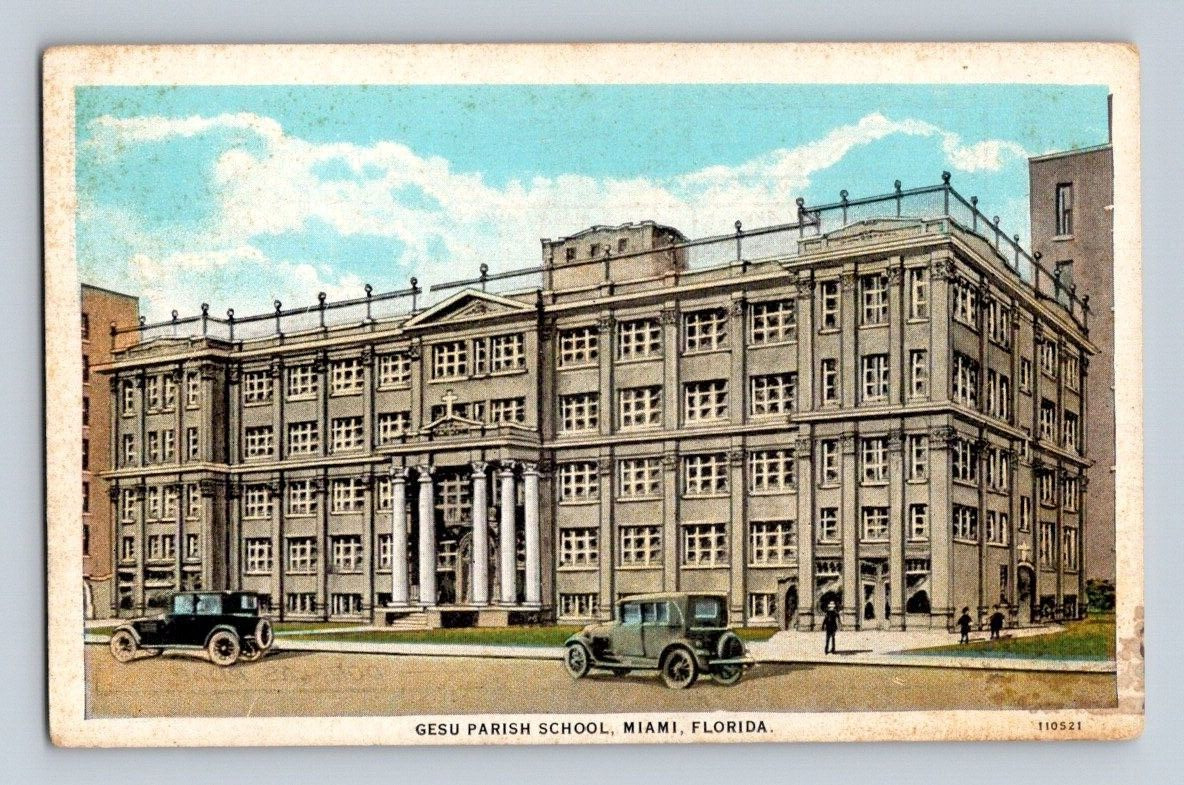 1920\'S. GESU PARISH SCHOOL. MIAMI, FL. MAP ON BACK. POSTCARD. SZ24