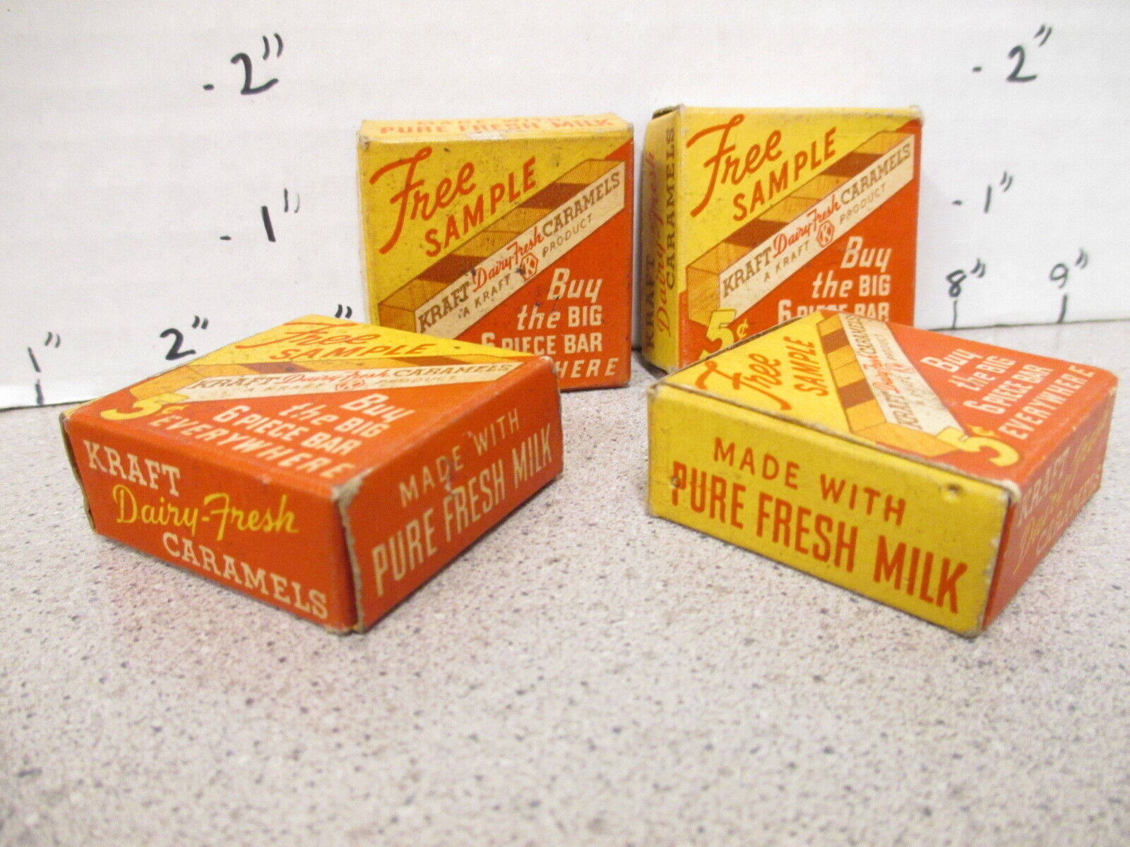 Kraft CARAMEL 1930s FREE SAMPLE candy box dairy fresh milk (ONE,not all)