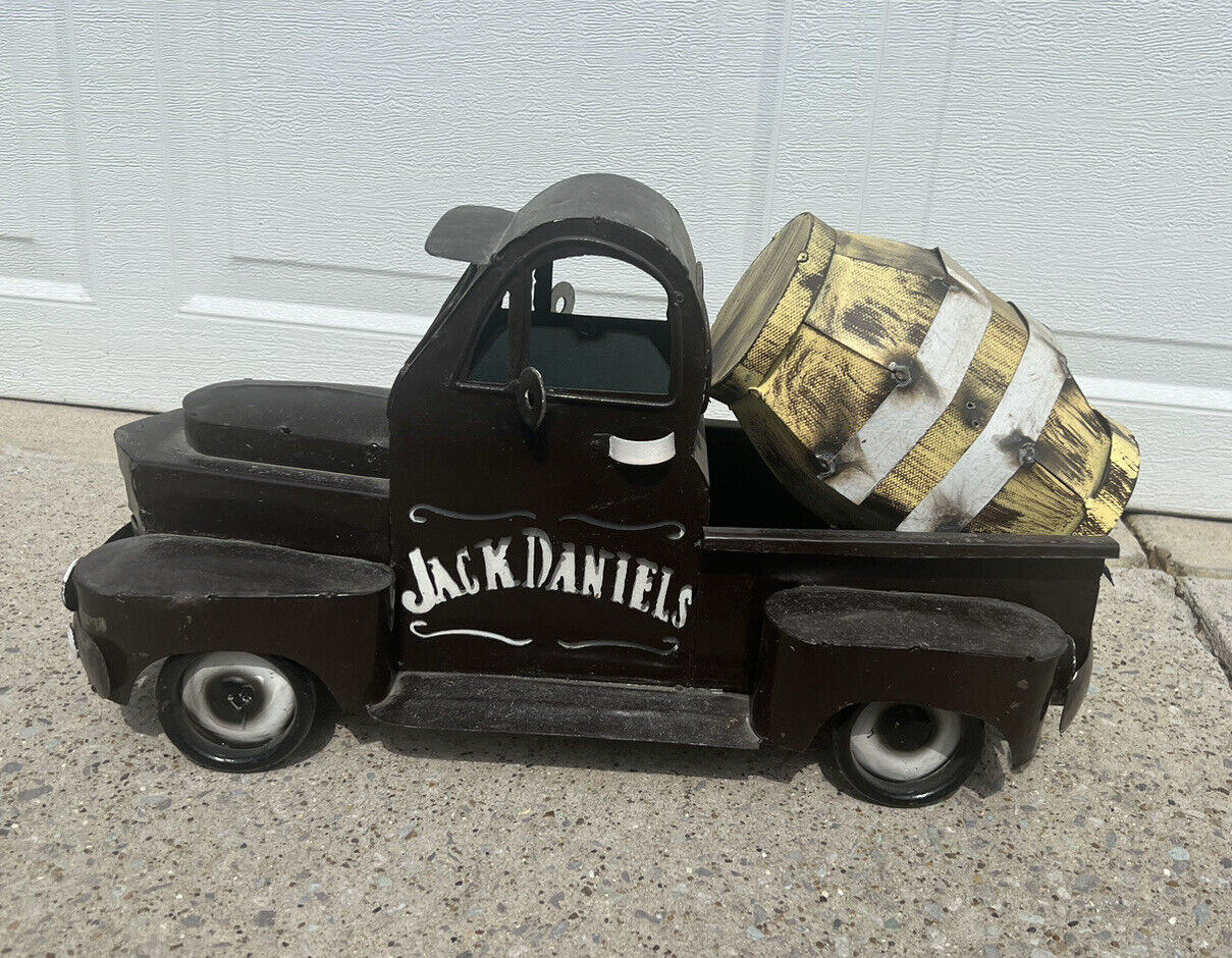 Large Rustic Jack Daniels Whiskey Barrel Metal Truck *RARE*