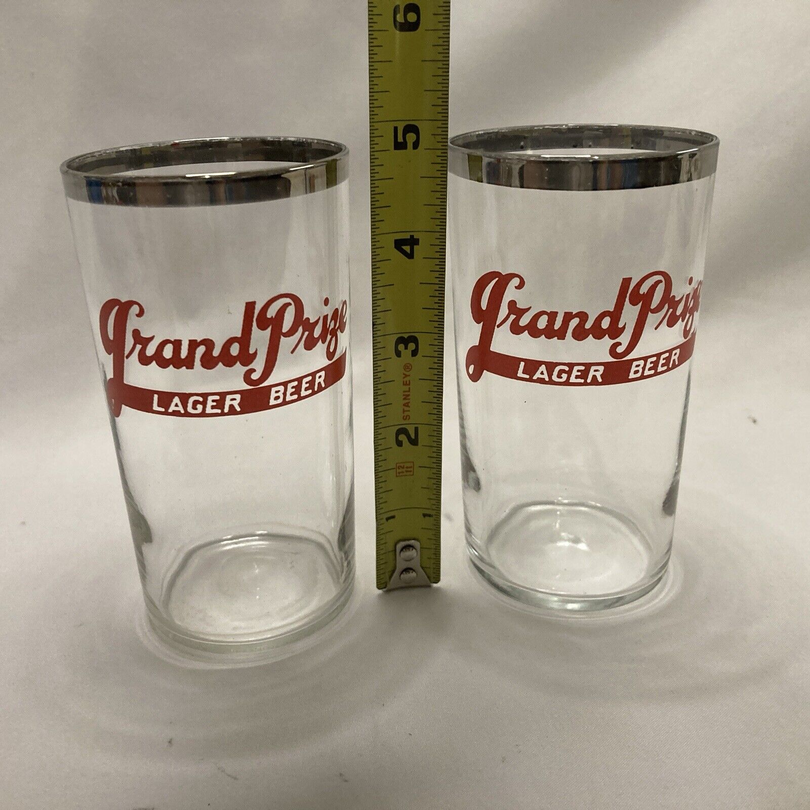 Vintage Grand Prize Lager Beer Glasses 1 Pair