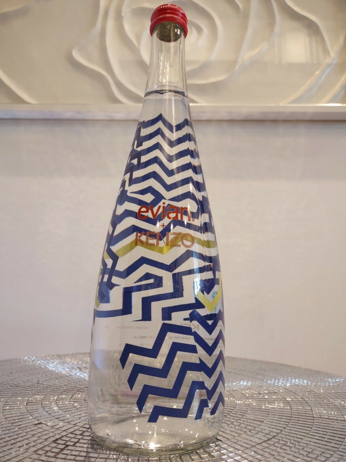 Kenzo EVIAN Glass Collectible Water bottle Special Edition Paris 2014 Sealed New